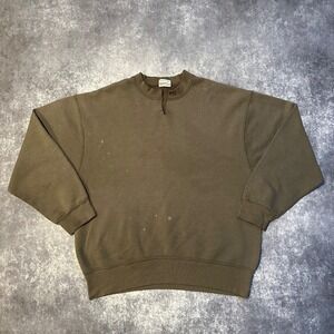 Vintage Earth Tone Olive Green Crewneck Sweatshirt Pro Spirit Mens L Made in USA
